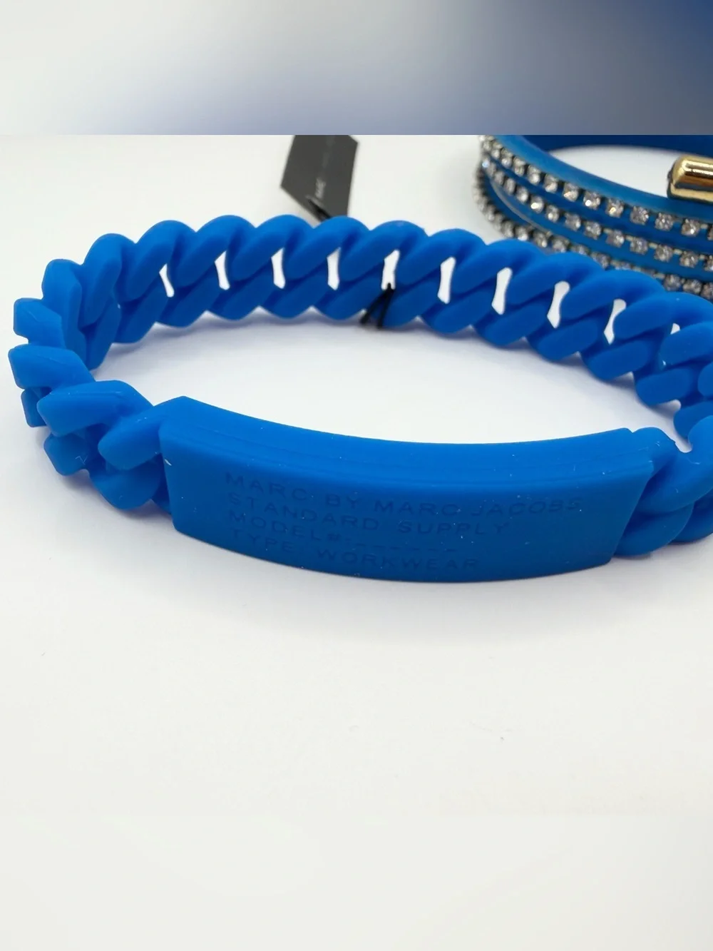 Marc by Marc Jacobs Electric Blue Bracelets Set of 2 NWT Crystal Chain